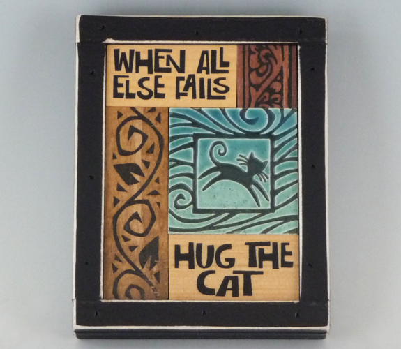 Ceramic Tiles -Plaque "Hug the Cat"